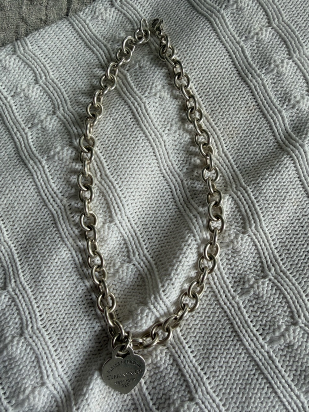 tiffany & co. silver heart tag link necklace